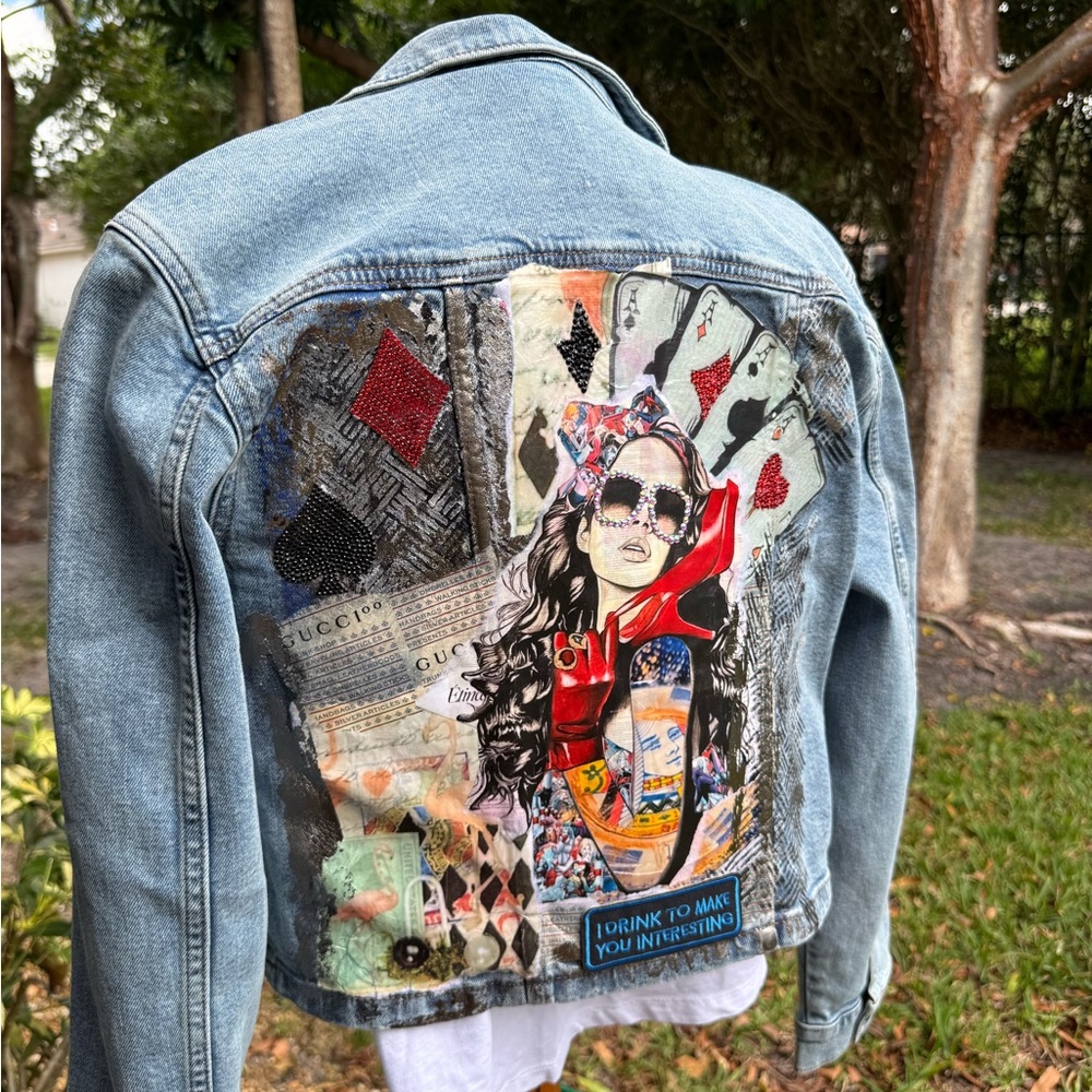 Artistic Denim Jacket with Graphic Design